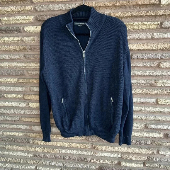 Tricots St. Raphael Navy Blue Mens Full Zip Cotton Cardigan Sweater - Picture 1 of 15